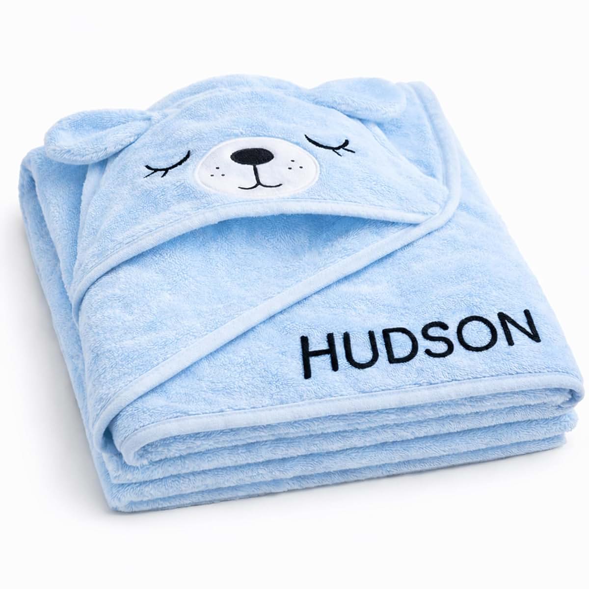 Ababy Personalized Hooded Baby Bath Towel - Light Blue Dog