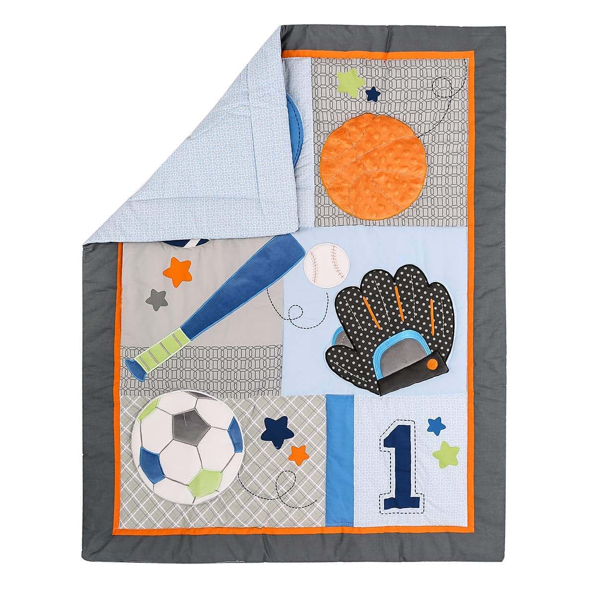 CribMATE 6 Pieces Blue Sports Themed Nursery Crib Bedding Set (photo 3)