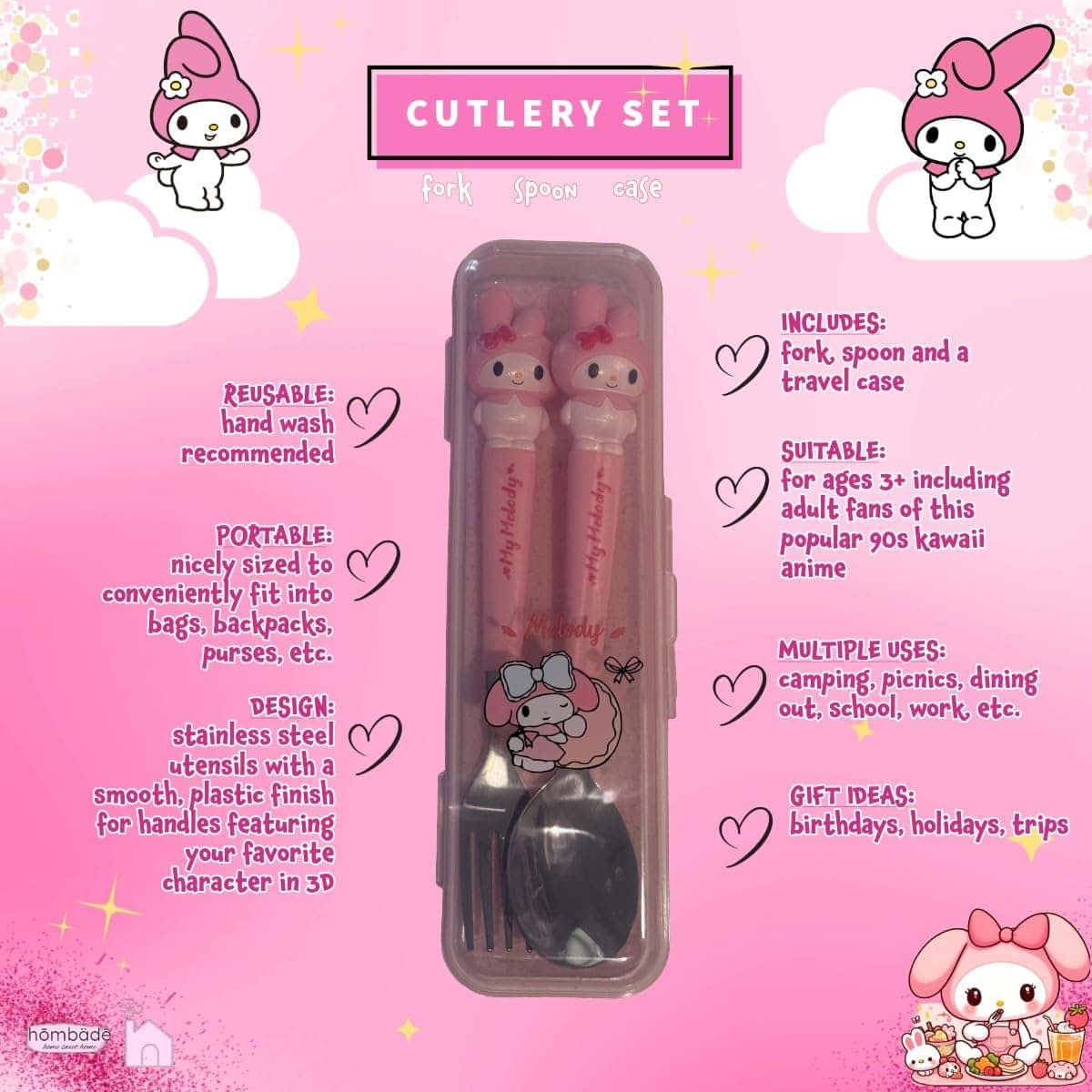 Hombäde Stainless Steel Flatware Set Pink Melody (photo 3)