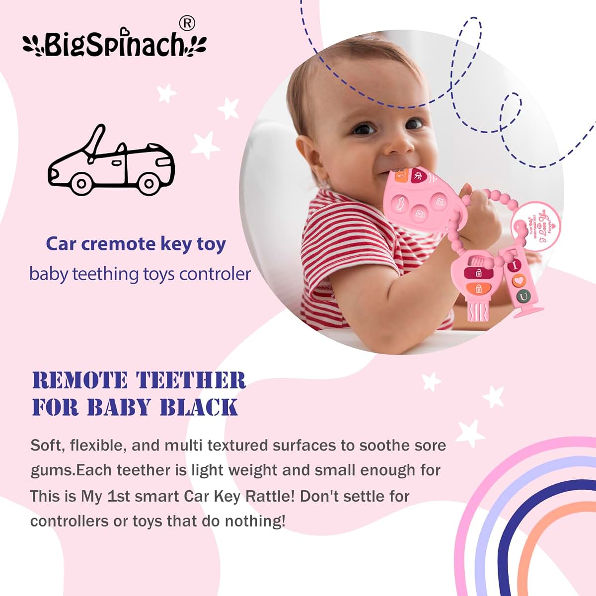 BIGSPINACH Baby Gothic Teething Keys Toy Combo Set for Play