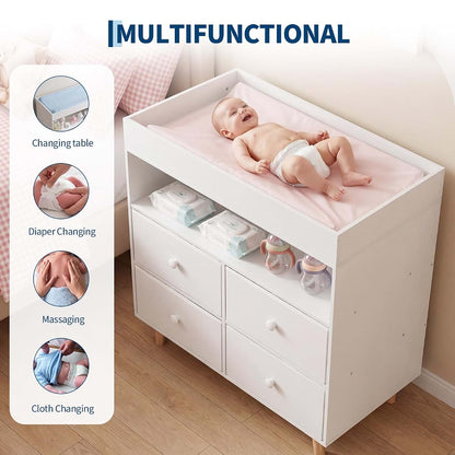 Jojoka Baby Changing Table with 4 Drawers and Shelves Diaper Changing Station (photo 3)