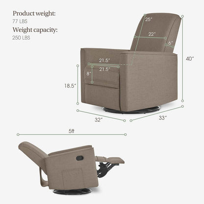 Evolur Raleigh Plus Nursery Glider Recliner, GREENGUARD Gold, Light Truffle (photo 3)