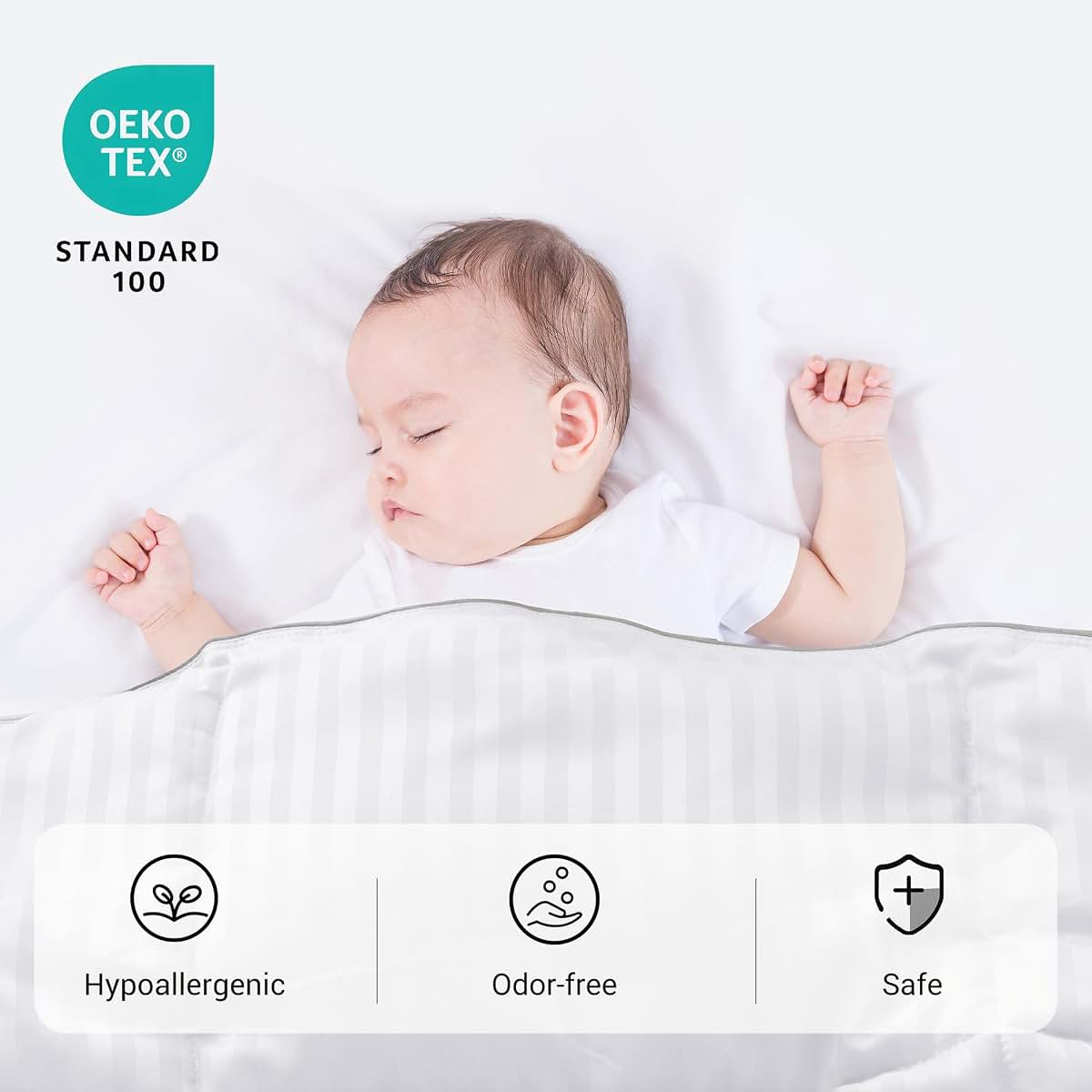 ZPECC Toddler Down Alternative Comforter, 39" x 47", White Stripe (photo 4)