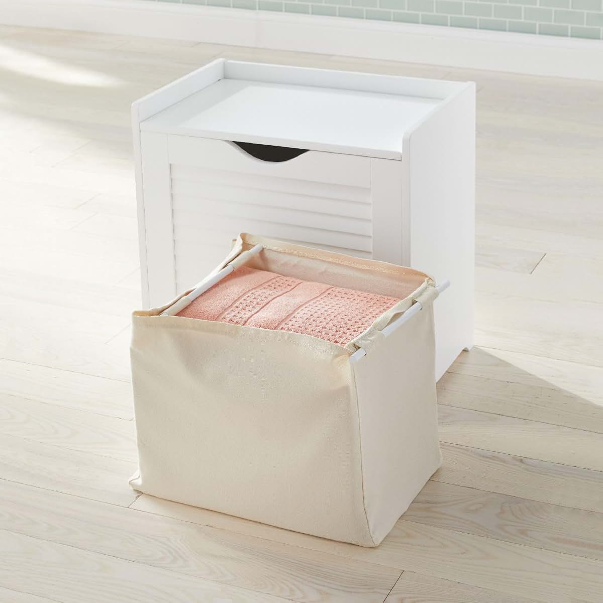 BrylaneHome Louvre Hamper White Laundry Storage (photo 3)