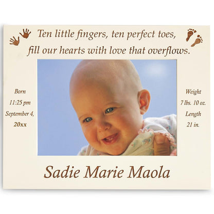 Let's Make Memories Personalized Baby Frame - Ten Fingers & Ten Toes - For New Parents - Newborn Gift - 5x7 Photo