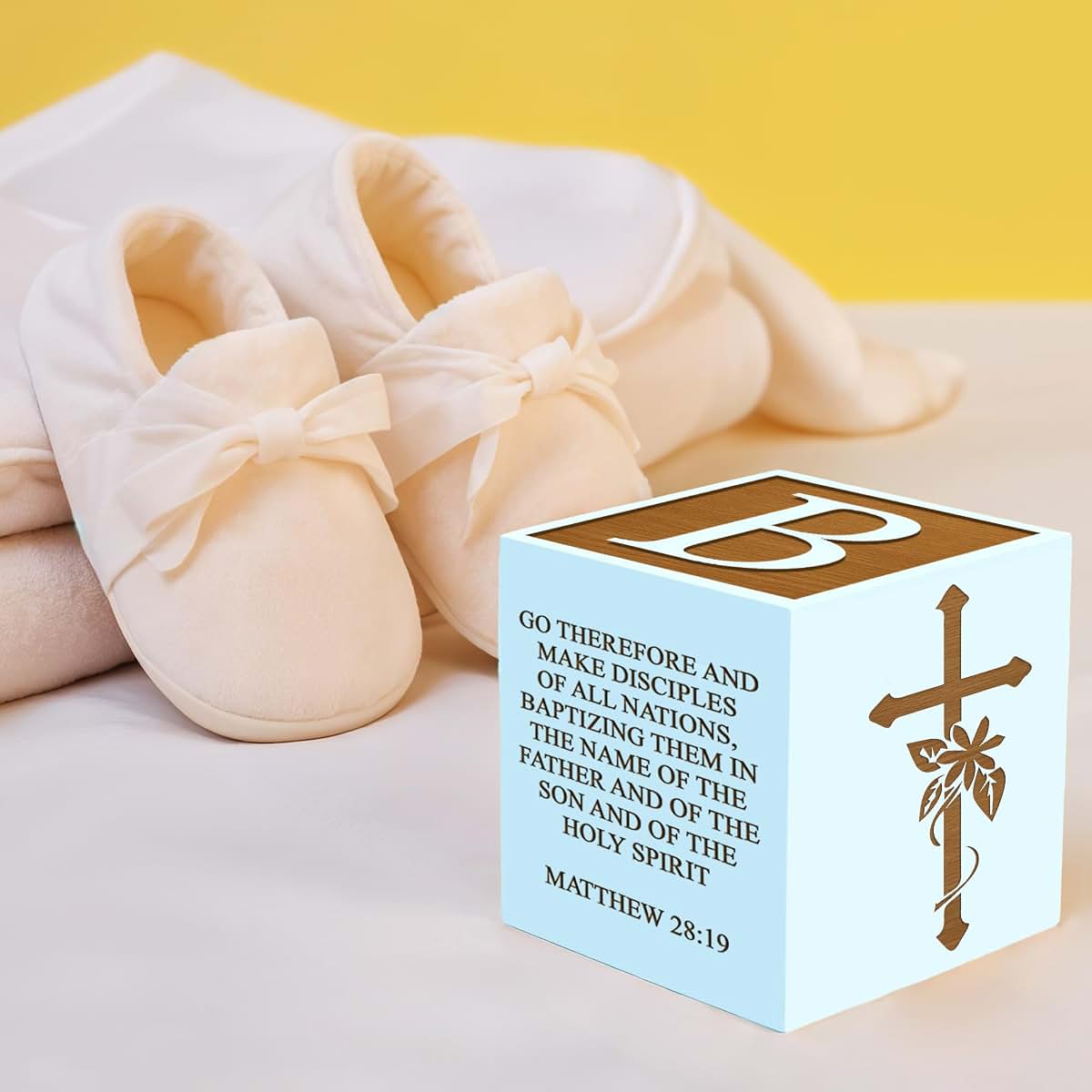 Custom Empire Shop Personalized Baby Baptism Wood Block, Customized Laser Engraved Baptism Gifts for Boys & Girls (photo 2)