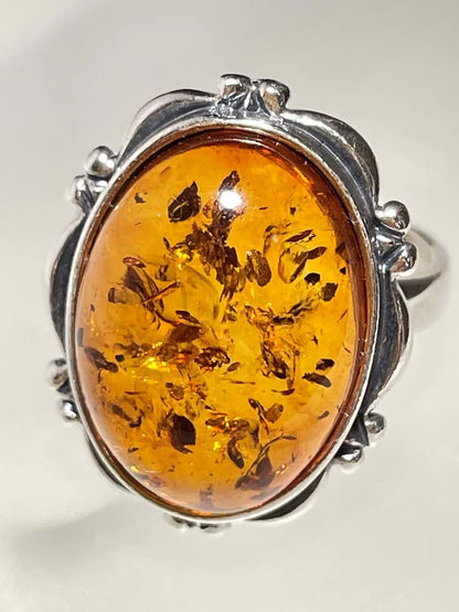 Gift Shoppe By Nina Natural Baltic Honey Amber And Sterling Silver Ring (photo 4)