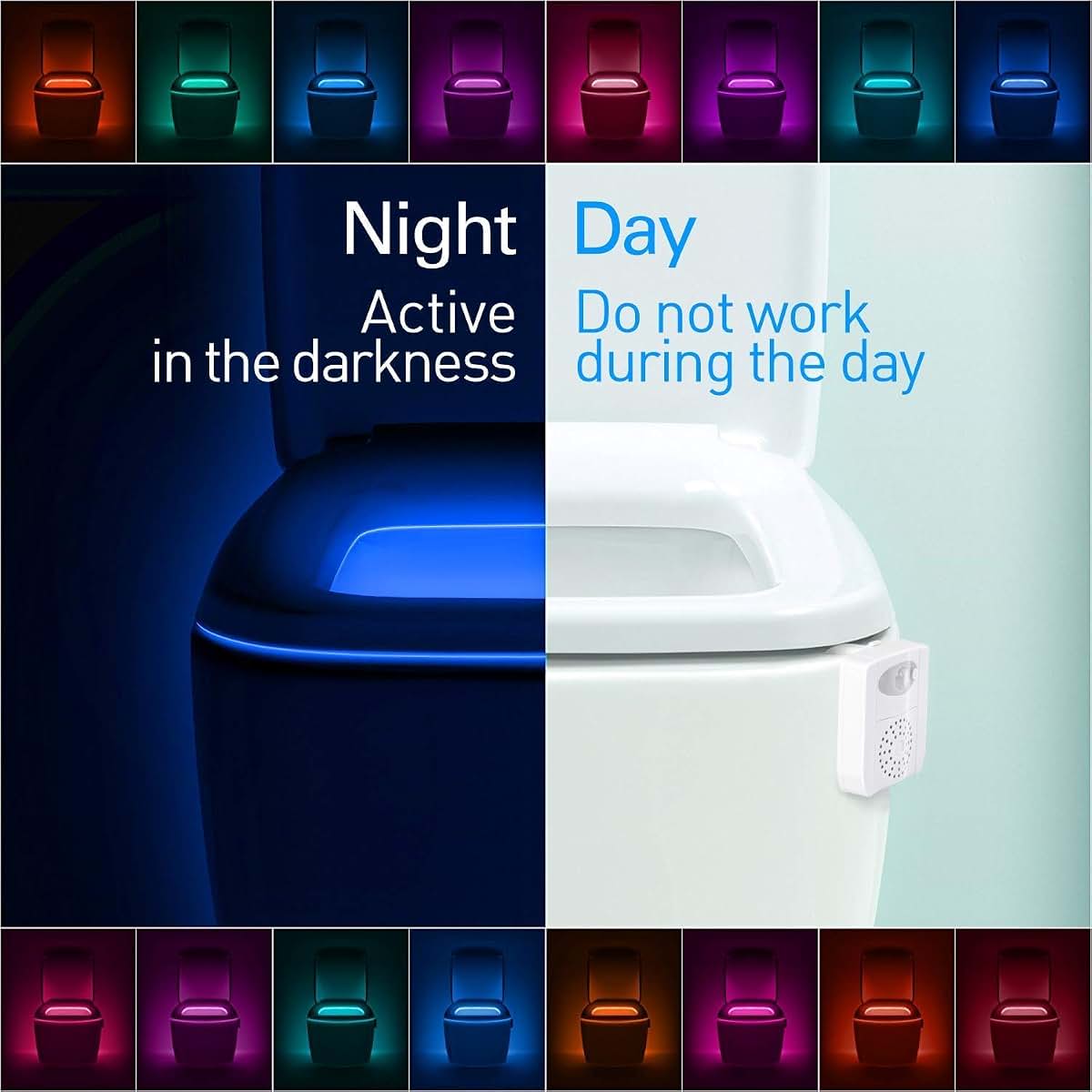 ZEZHOU Toilet Light, 16 Color Motion Activated LED Bowl Night Light