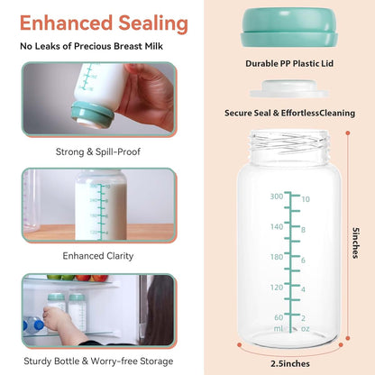 Breast Milk Storage Bottles, 4 Pack Wide Neck Pumping Containers