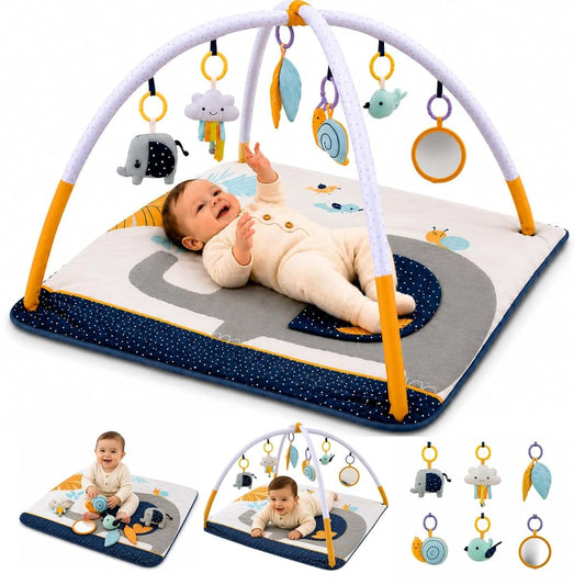 Toy Feast Baby Play Mat for Babies 0-6 Months, Baby Gym Mat & Tummy Time Mat 0-18 Months, Infant Play Gym with