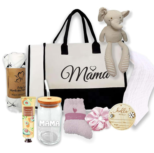 Beyond The Box New Mom Gift Basket Care Package | Baby Shower Gift Set for Mom & Baby w/Newborn Essentials | After