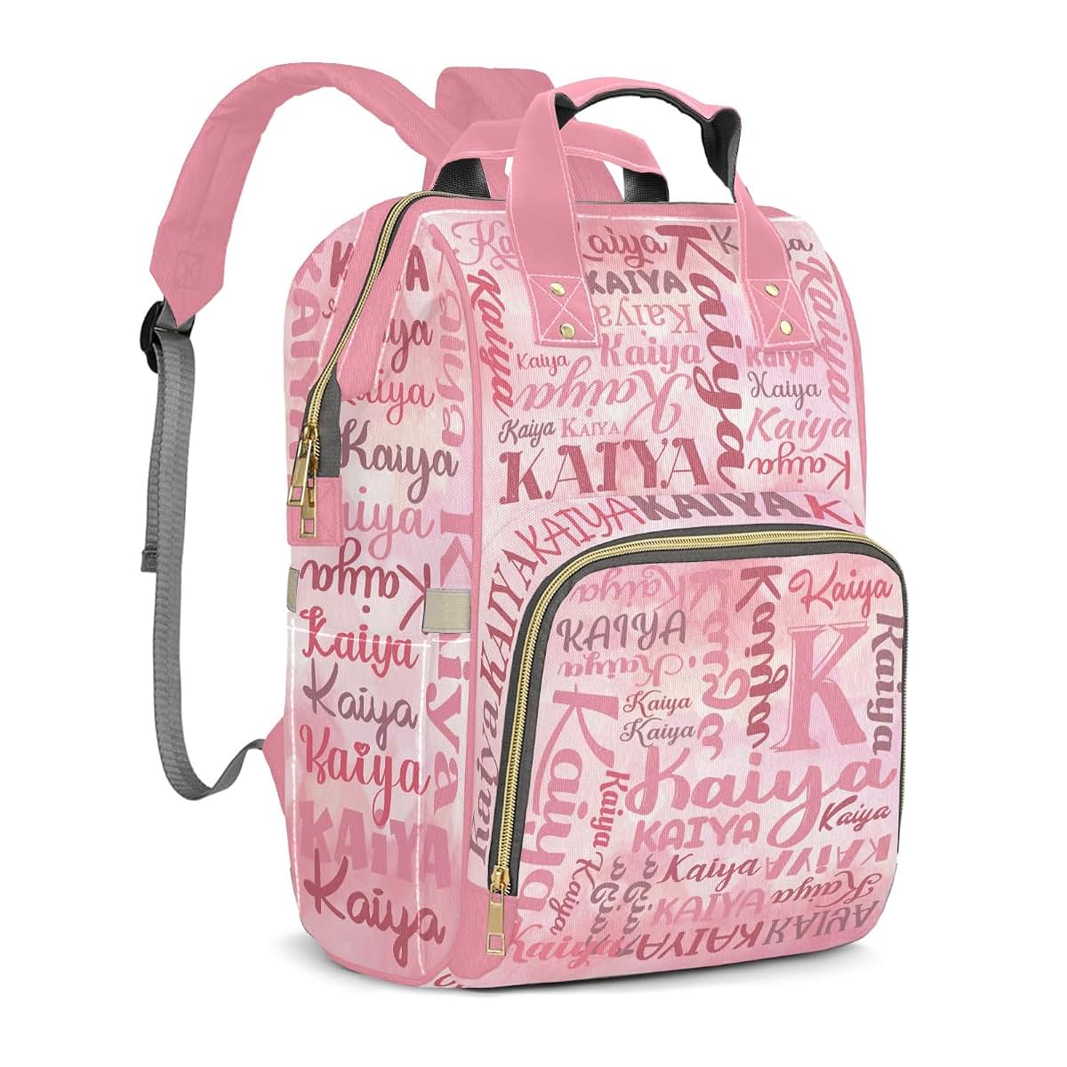 LiSoAkWE Gradient Rose with Name Personalized Diaper Bag Backpack with Name,Customized Nappy Backpack for Baby Girls (photo 2)