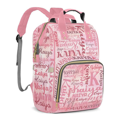 LiSoAkWE Gradient Rose with Name Personalized Diaper Bag Backpack with Name,Customized Nappy Backpack for Baby Girls (photo 2)