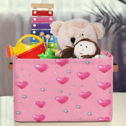 WNRRNW Rectangular Storage Bins With Pink Hearts And Diamonds