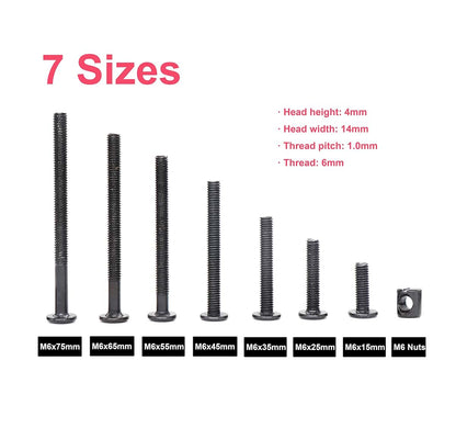 M6 Black Hex Socket Cap Screws Kit for Crib Furniture Assembly