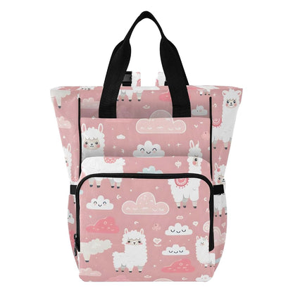 Bolaz Diaper Bag Backpack Llama Clouds Pink Large Stroller Straps
