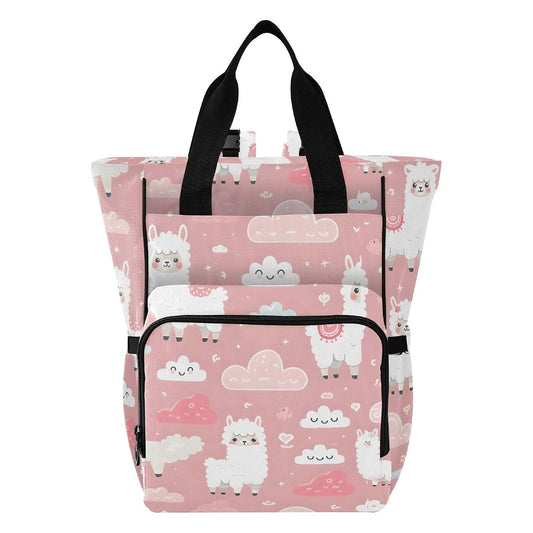 Bolaz Diaper Bag Backpack Llama Clouds Pink Large Stroller Straps