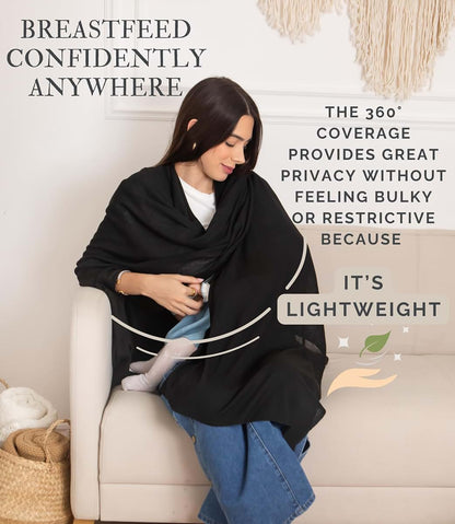 Grandma Elephant Nursing Cover and Breastfeeding Shawl in Deep Onyx