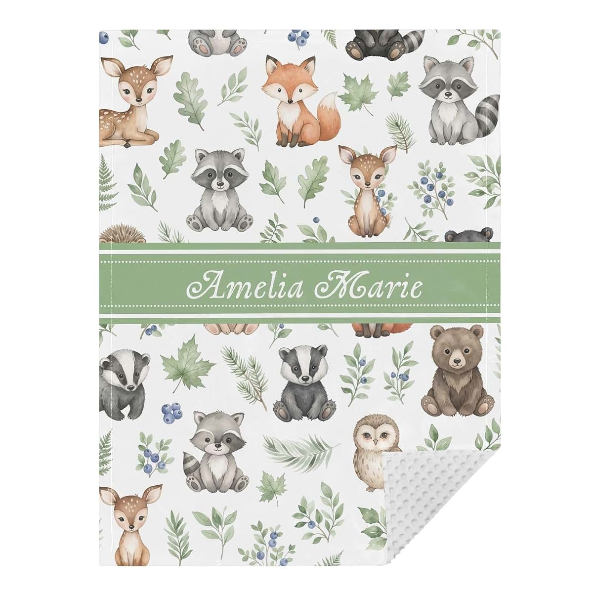 WEIKASSO Personalized Swaddle Blanket Forest Wildlife Friends Double Layer Blanket