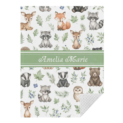 WEIKASSO Personalized Swaddle Blanket Forest Wildlife Friends Double Layer Blanket