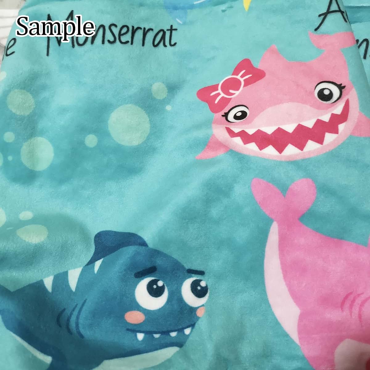 Gifts Everywhere Personalized Cute Shark Baby Blankets with Name, Custom Super Soft Minky Blankets for Boys and Girls (photo 4)
