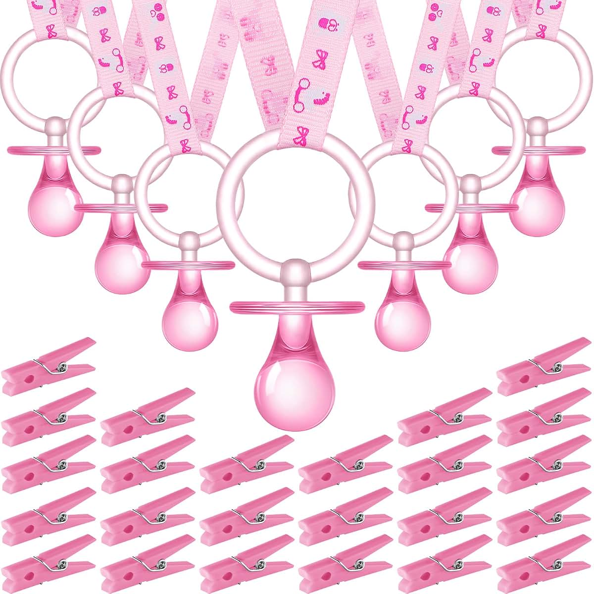 Tondiamo Baby Pacifier Necklace And Clip Party Favor Set