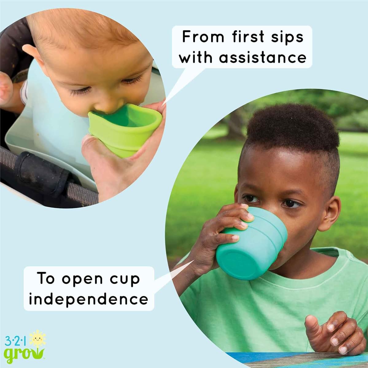 321 Grow Drink With Me Cup Set for Kids Open Cup Training