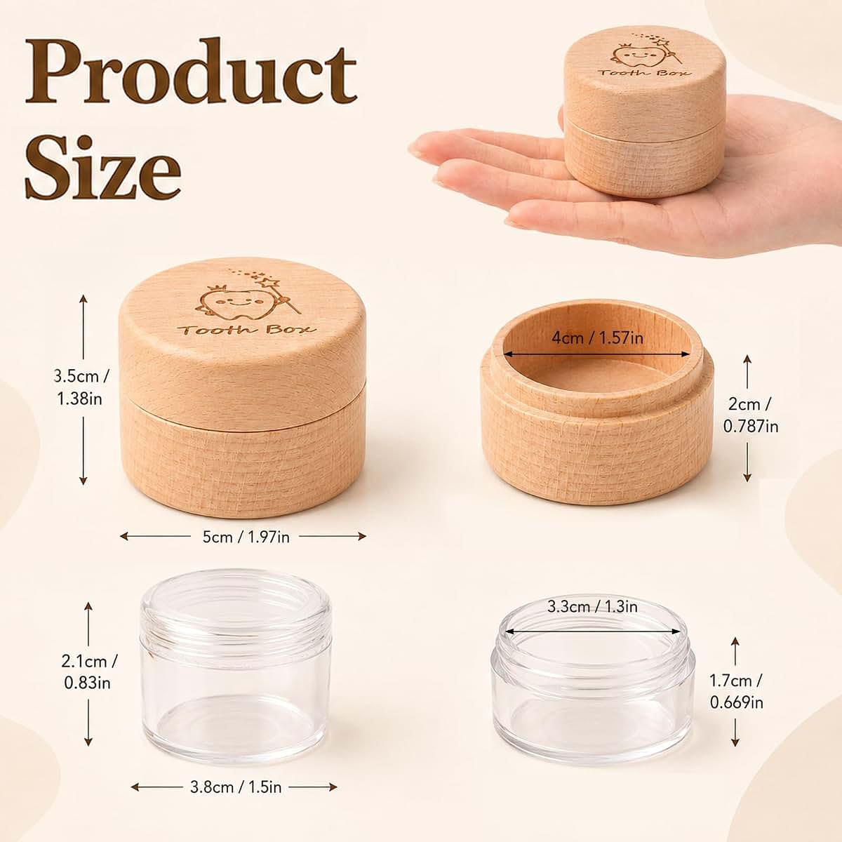 Macuezu Wooden Tooth Keepsake Box For Girls And Boys (photo 2)