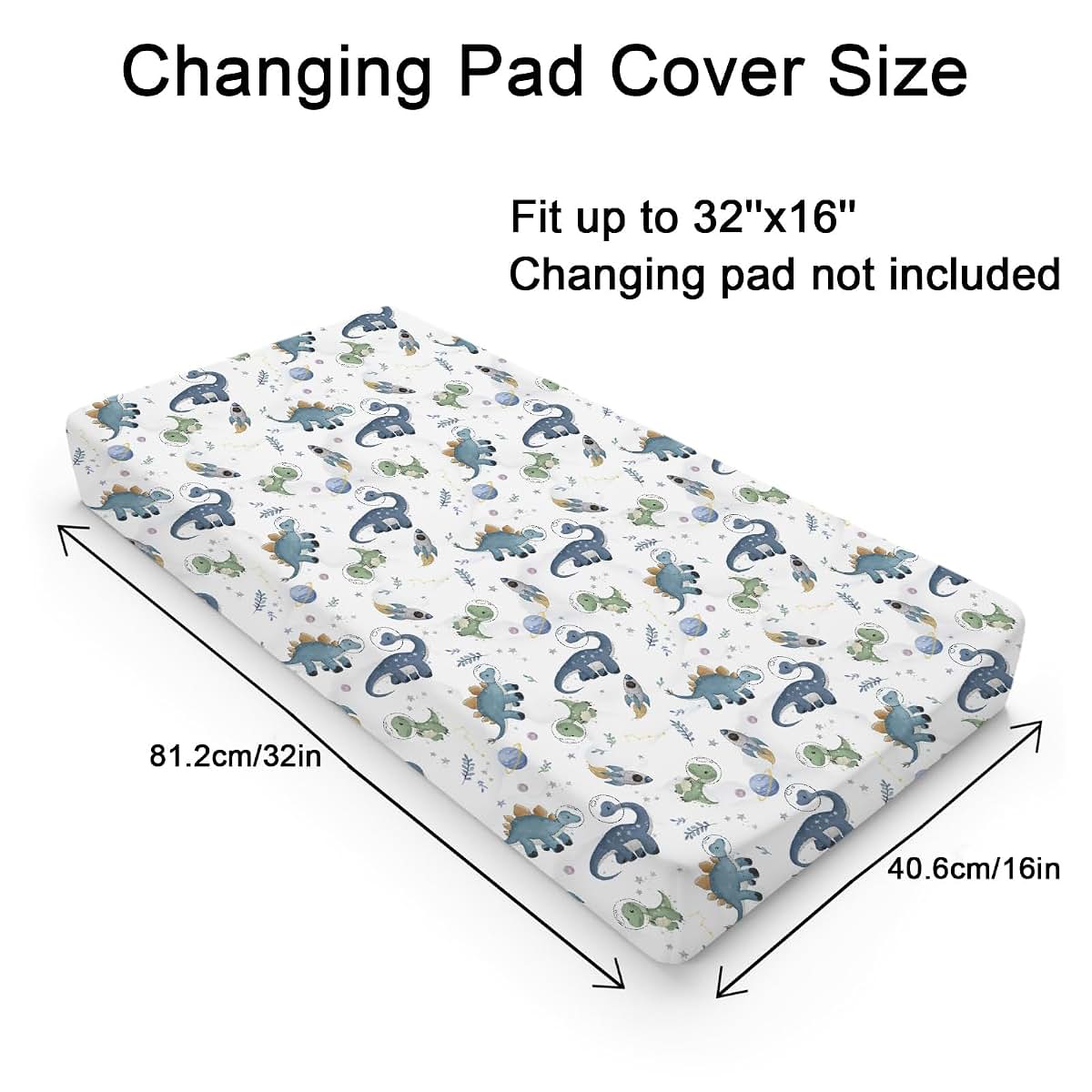 Dinosaur Space Pattern Changing Pad Cover for Nursery Decor