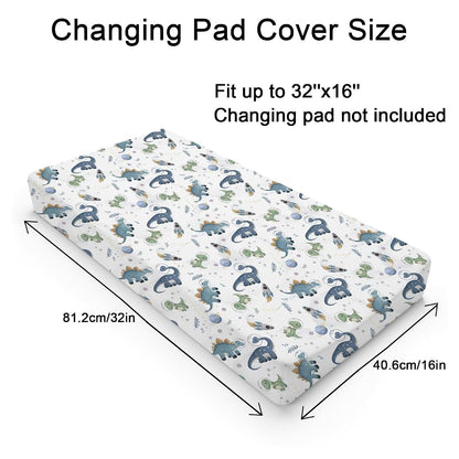 Dinosaur Space Pattern Changing Pad Cover for Nursery Decor