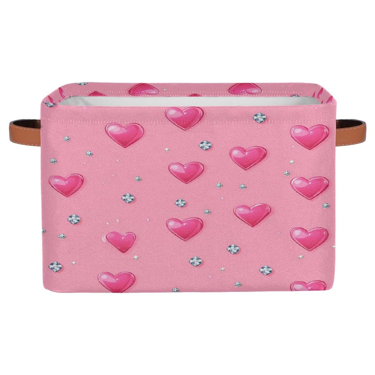WNRRNW Rectangular Storage Bins With Pink Hearts And Diamonds
