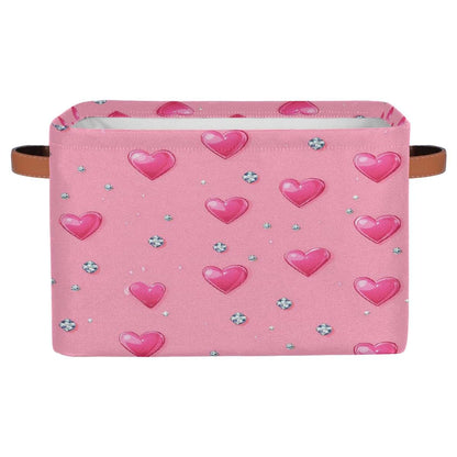 WNRRNW Rectangular Storage Bins With Pink Hearts And Diamonds