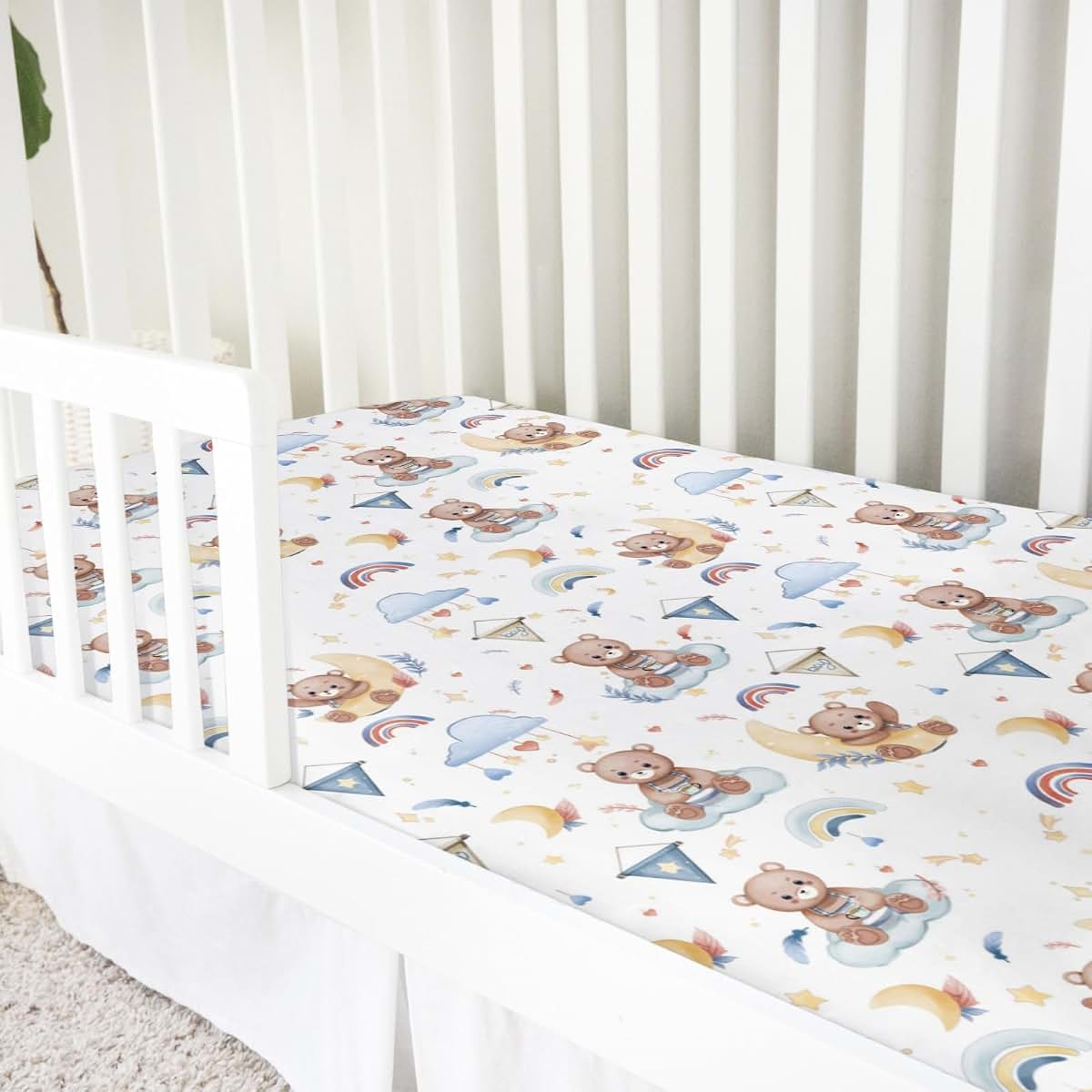 BabyOneStop Cartoon Bear Fitted Crib Mattress Sheet 52x28 Inch