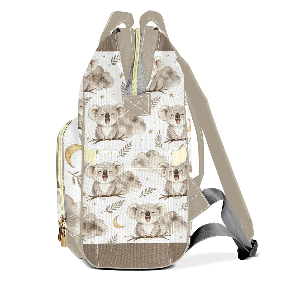 YallLocoMo Personalized Diaper Bag Backpack Name Watercolor Gentle Snuggly Koala Multifunction Travel Backpack Nappy (photo 3)
