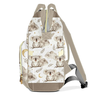 YallLocoMo Personalized Diaper Bag Backpack Name Watercolor Gentle Snuggly Koala Multifunction Travel Backpack Nappy (photo 3)