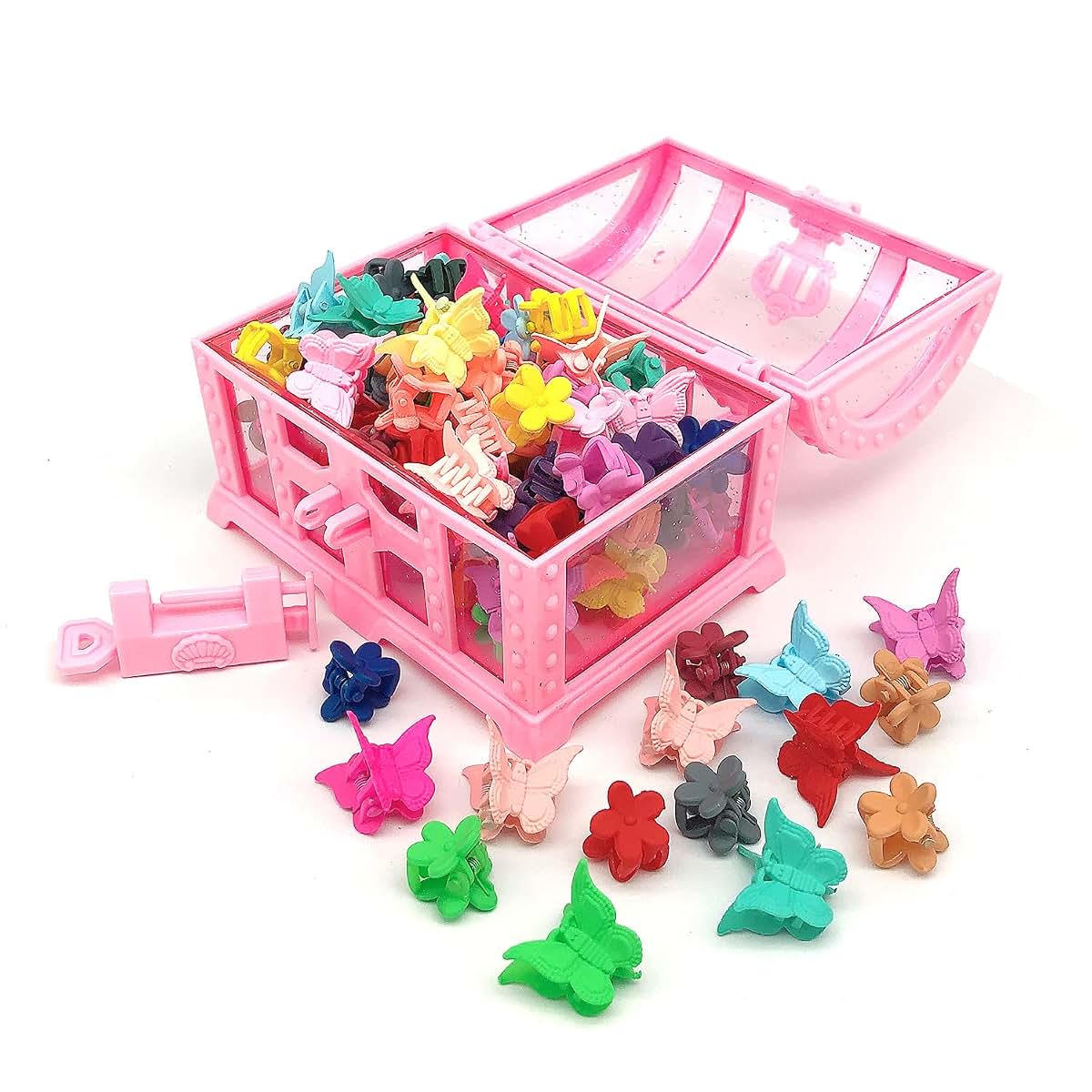 Elemirsa 80 Piece Butterfly and Flower Hair Clip Set for Kids