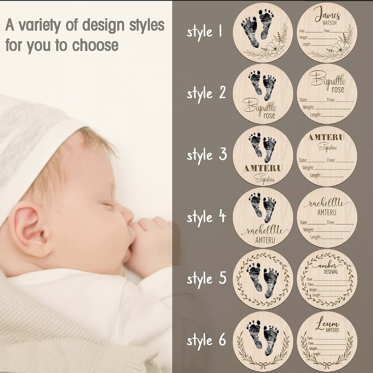 BabyOneStop Personalized Newborn Birth Announcement Sign With Handprint Kit