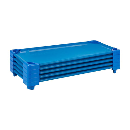 ECR4Kids Stackable Kiddie Cot, 5-Pack Standard Size Blue