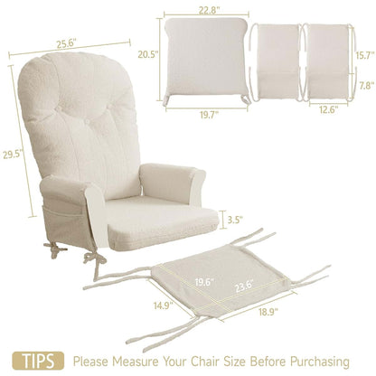 Boshen 5-Piece Glider Rocker Replacement Cushions With Ottoman Cover, Cream (photo 2)