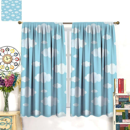 Phtayot Kawaii Clouds Curtain Set | Cute Sky Print Window Decor