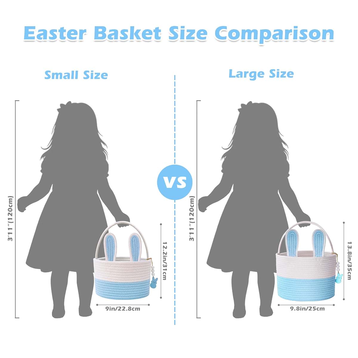 Woven Cotton Rope Bunny Easter Basket for Boys and Girls