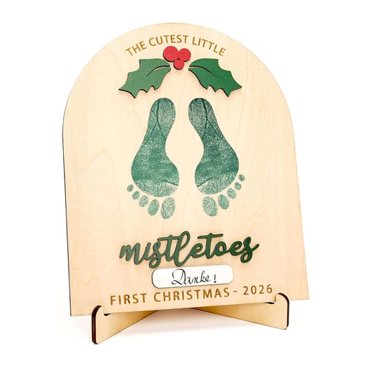 NELXI Baby’s First Christmas, My First Christmas, Baby Footprint & Handprint, Newborn Gifts, DIY Mistletoes Footprint