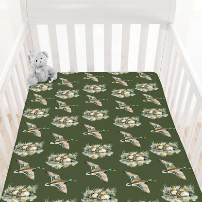 BabyOneStop Vintage Mallard Ducks Fitted Crib Sheet for Standard Mattresses