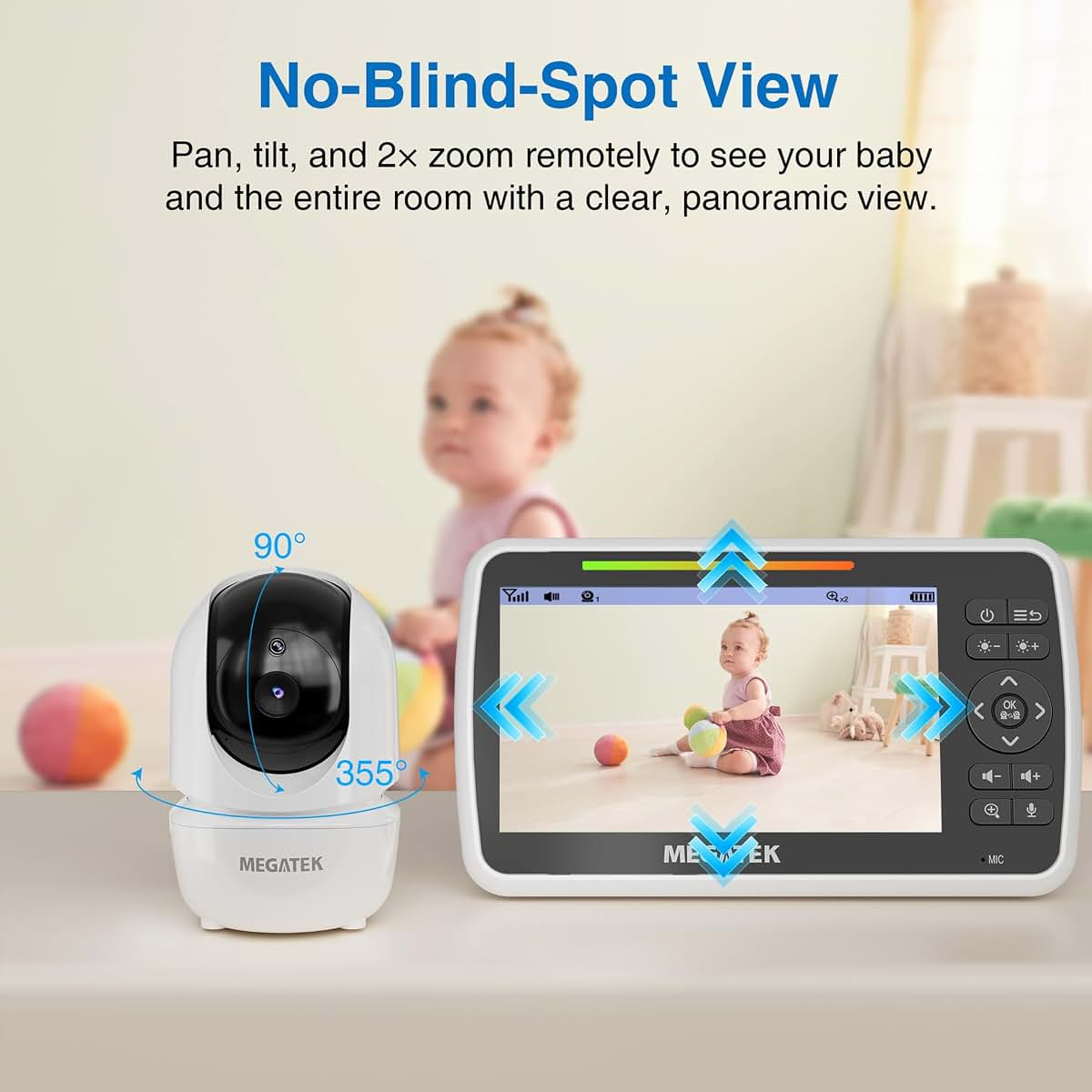 MEGATEK 5" Video Baby Monitor with Camera and Audio for Nursery Use