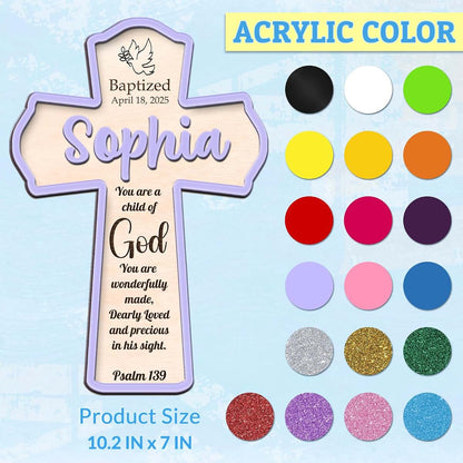 Hikppy Personalized Baptism Cross Personalized Cross 1st Holy Communion Blessing Christening Gifts