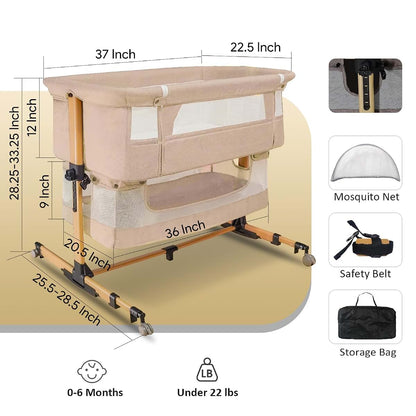 cutebeams Baby Bassinet, 4 in 1 Stable Bedside Bassinet for Baby (photo 2)