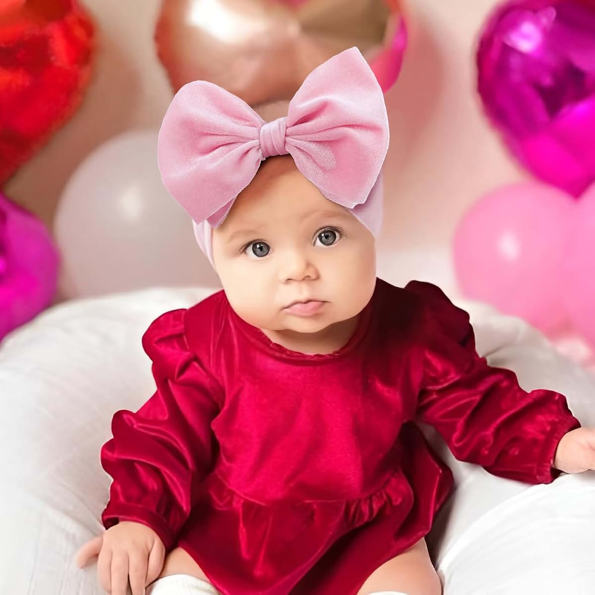 YanJie Baby Headbands, 6 Inch Velvet Bow Hair Accessories, 5 Count