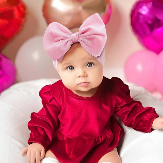 YanJie Baby Headbands, 6 Inch Velvet Bow Hair Accessories, 5 Count