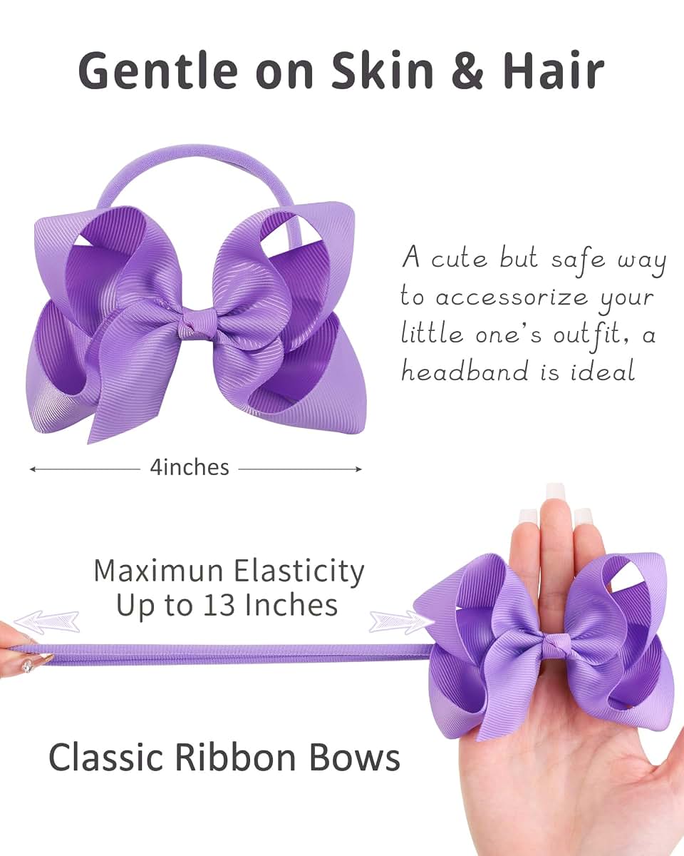 Jollybows 40pcs 4 Inches Baby Girls Grosgrain Ribbon Hair Bows Headbands