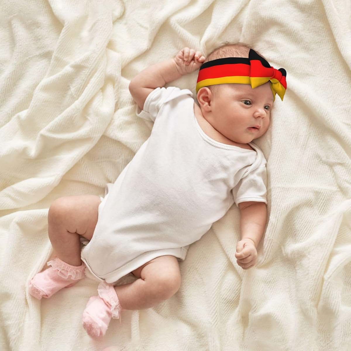 BROLEO Germany Flag Prints Baby Bow Headband